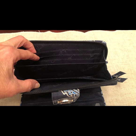 Vera Bradley Black and Blue Paisley Wallet - Picture 5 of 6